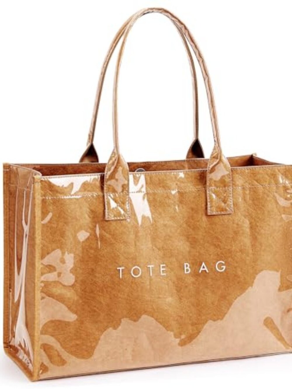 KALIDI PVC Tote Bag Women’s Kraft Paper Work Handbags Purses with Top Handle